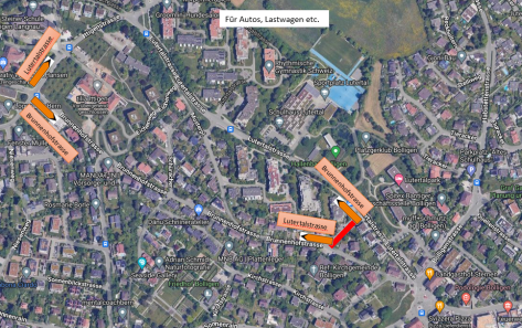Gesamtprojekt Brunnenhofstrasse Umleitungen (Autos, Lastwagen)
