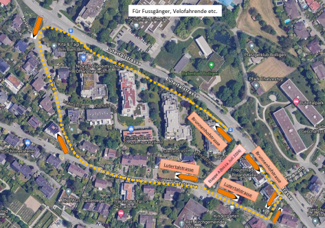 Gesamtprojekt Brunnenhofstrasse Umleitungen (Fussgänger, Velofahrende)