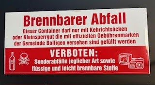 Kleber brennbarer Abfall
