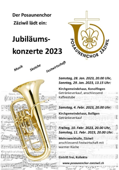 Posaunenchor Zäziwil: Jubiläumskonzerte 2023 