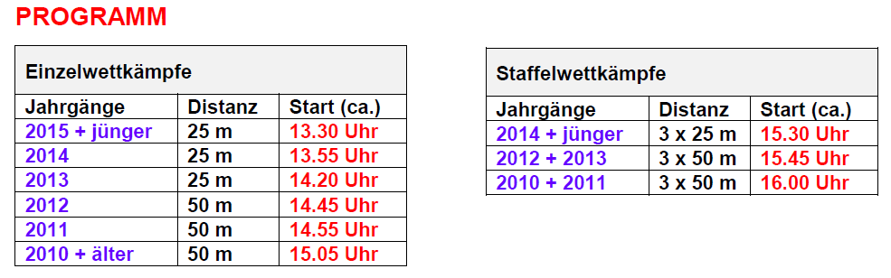 Programm Schwimmtag 26.11.22