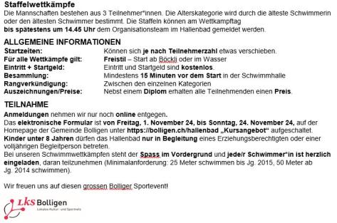 Programm 46. Bolliger Schwimmtag