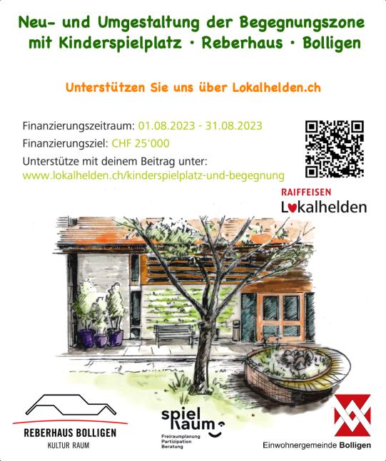 Flyer Crowdfunding lokalhelden.ch - Kinderspielplatz & Begegnungszone Reberhaus