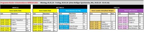 Programm Schwimmkurse Kinder Winter 26