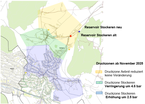 Reservoir Stockeren Druckzonen ab Nov. 2025