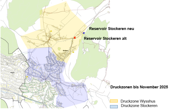 Reservoir Stockeren Druckzonen bis Nov. 2025