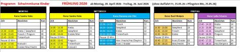 Programm Schwimmkurse Kinder Frühling 26