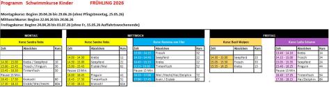 Programm Schwimmkurse Kinder Frühling 26